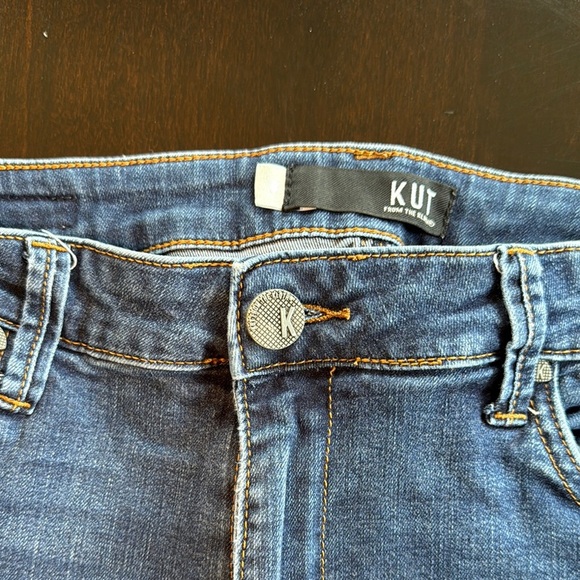 Kut from the Kloth Blue Skinny Jeans with Distressed Knee - Picture 2 of 3